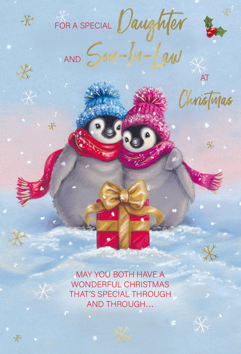ICG For A Special Daughter and Son-in-law at Christmas - Penguins Card