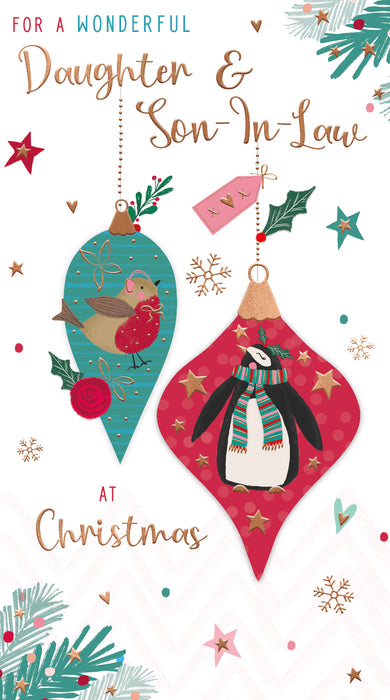 ICG For A Wonderful Daughter and Son-in-law at Christmas - Baubles Card