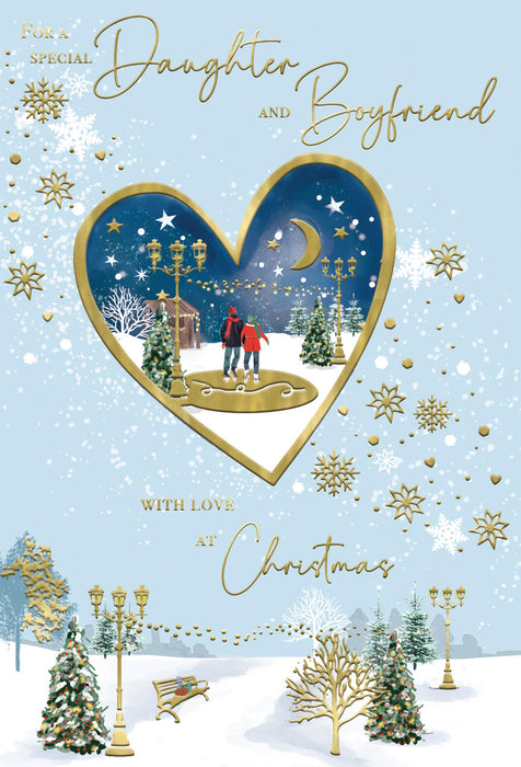 ICG For A Special Daughter and Boyfriend - Heart Christmas Card