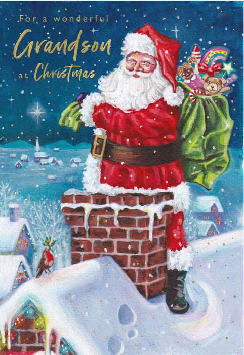 ICG For A Wonderful Grandson at Christmas - Santa/Chimney Card