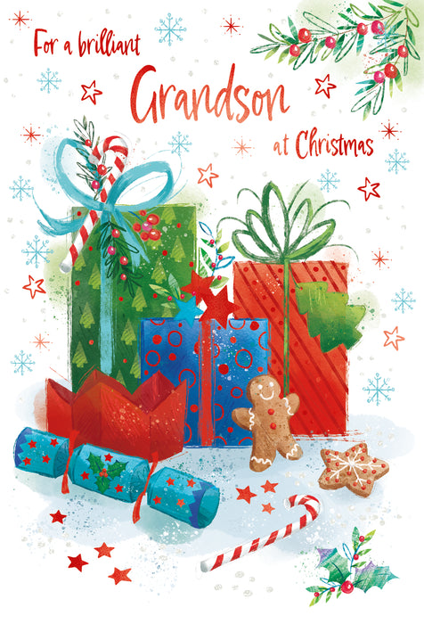 ICG For A Brilliant Grandson at Christmas - Presents/Cookies Card
