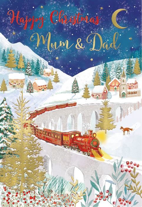 ICG Happy Christmas Mum & Dad - Train Christmas Card