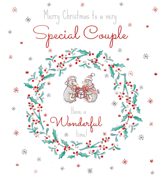 ICG Merry Christmas To A Very Special Couple - Penguin/Wreath Card