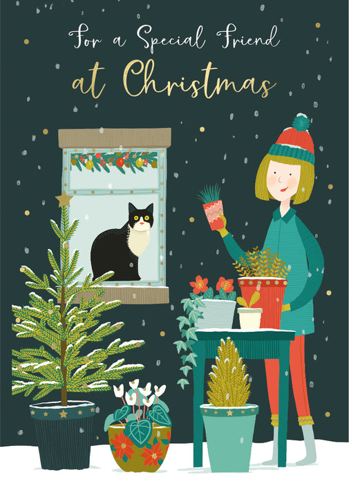 ICG For A Special Friend at Christmas - Cat/Window Card