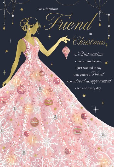 ICG For A Fabulous Friend at Christmas - Pink Dress Card