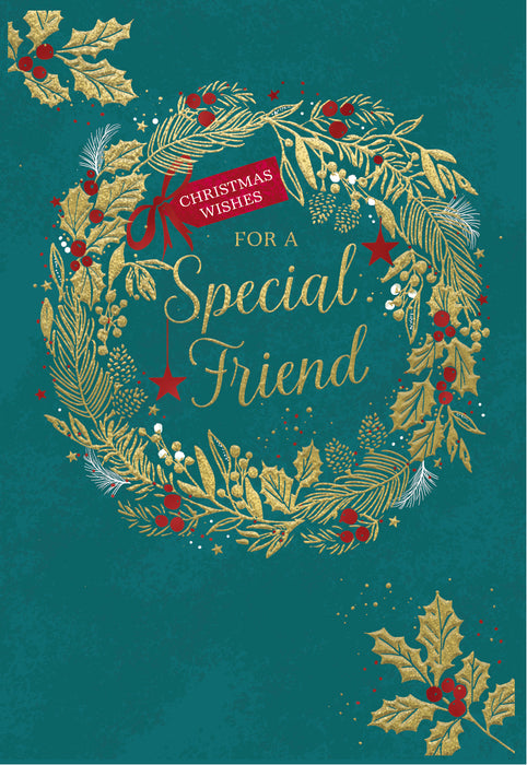 ICG Christmas Wishes For A Special Friend - Holly Wreath Card