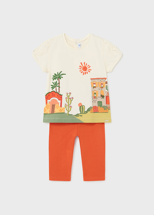 Mayoral Girls 2 Piece Desert Print T-shirt & Leggings Set Clementine