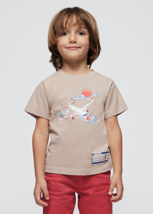 Mayoral Boys Plane T-Shirt Sesame