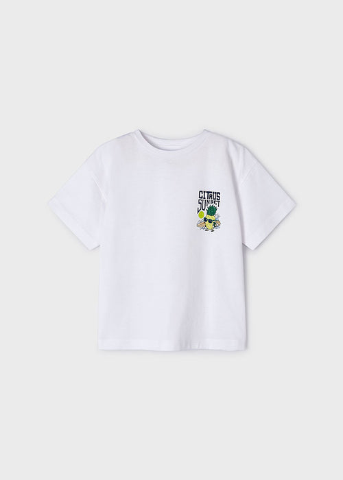 Mayoral Boys Pineapple Back Printed T-Shirt White