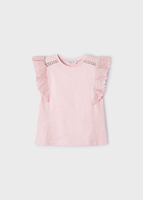 Mayoral Girls Crochet T-Shirt Blush Pink