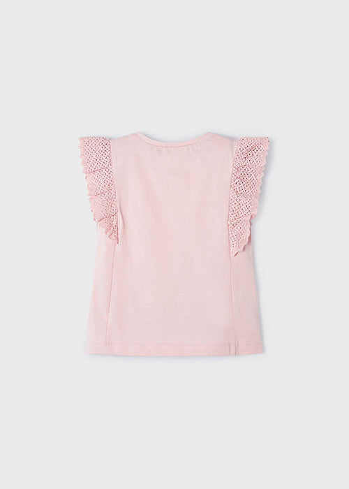 Mayoral Girls Crochet T-Shirt Blush Pink