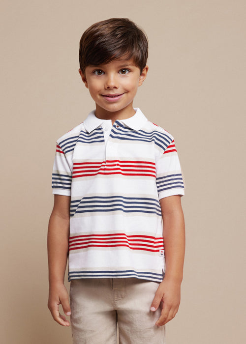 Mayoral Boys Striped Polo Shirt Red & Blue