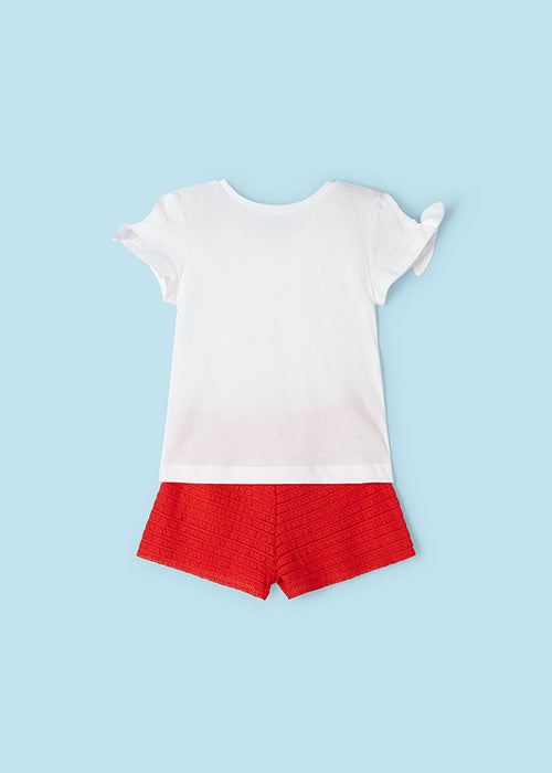 Mayoral Girls 2 Piece Ruffle Shorts & T-shirt Set Grenadine Red