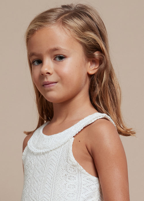 Mayoral Girls Embroidered Playsuit Chickpea