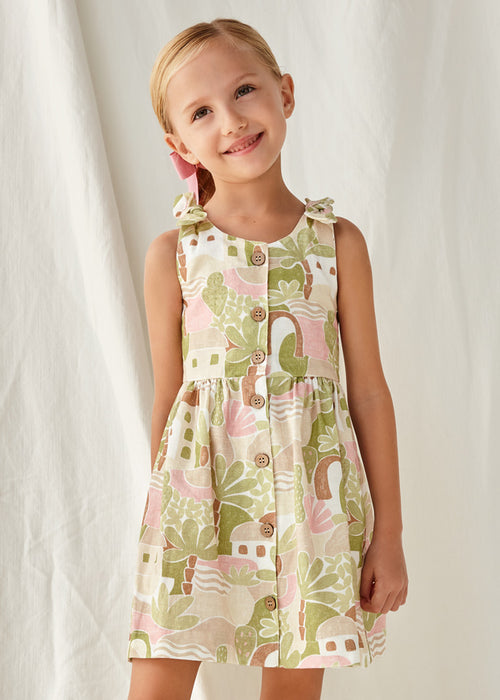 Mayoral Girls Printed Button Up Dress Apple Multi
