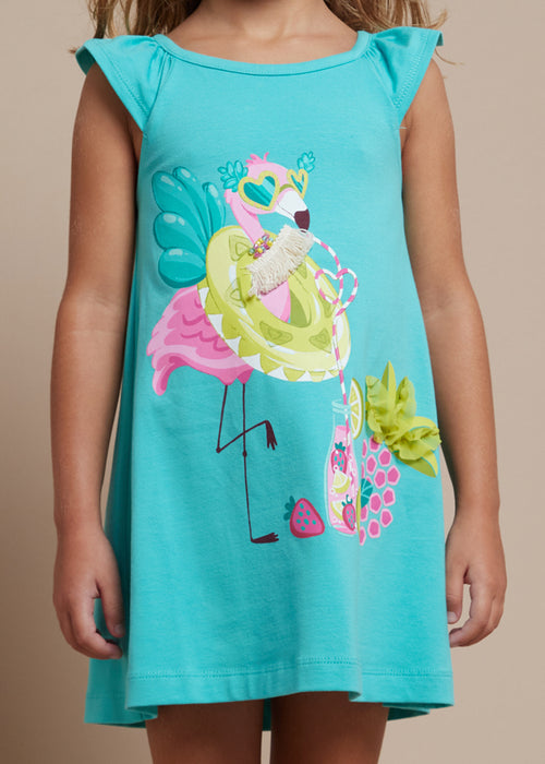 Mayoral Girls Flamingo Print Dress Jade