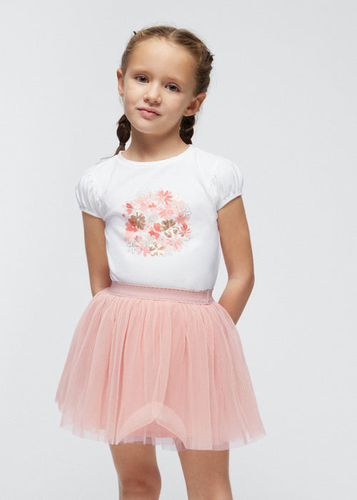 Mayoral Girls 2 Piece Tulle Skirt Set Nude Pink