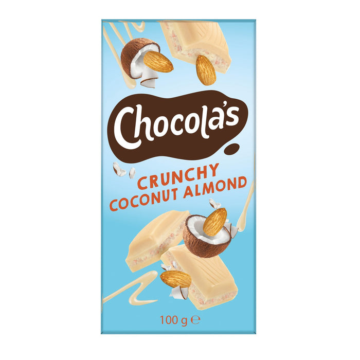 Chocolas White Chocolate Bar with Crunchy Coconut Almond