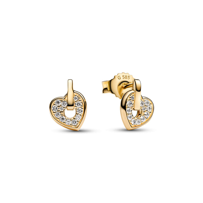 Pandora Talisman 14k Gold Lab-grown Diamond Pavé Heart Stud Earrings 14k Gold Plating