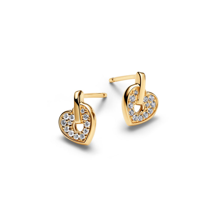 Pandora Talisman 14k Gold Lab-grown Diamond Pavé Heart Stud Earrings 14k Gold Plating