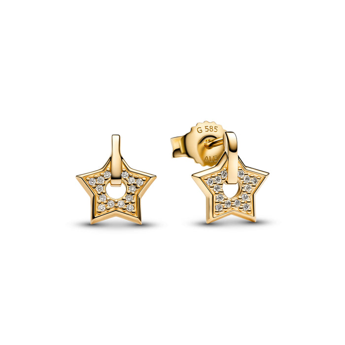 Pandora Talisman 14k Gold Lab-grown Diamond Pavé Star Stud Earrings 14k Gold Plating