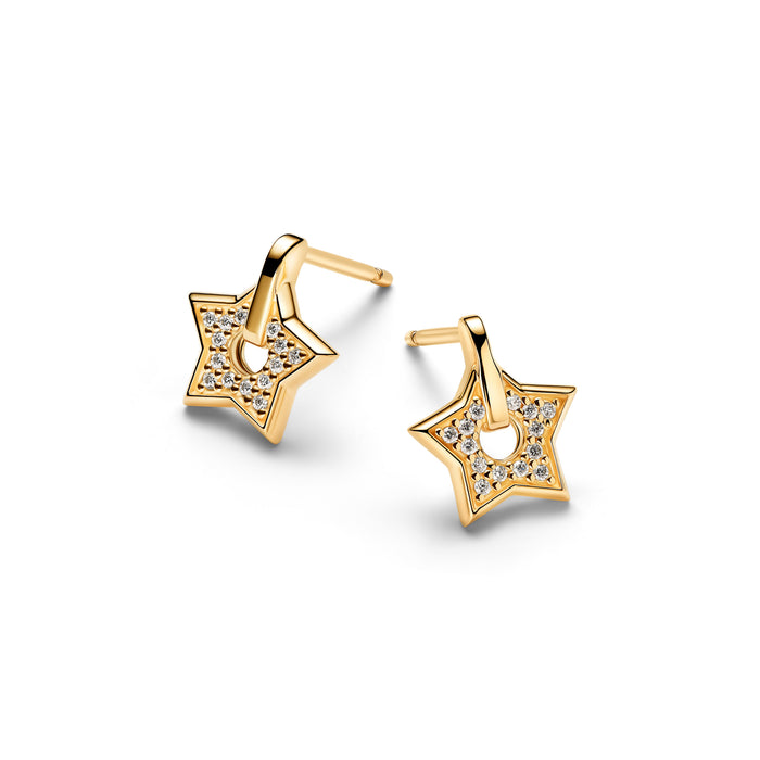 Pandora Talisman 14k Gold Lab-grown Diamond Pavé Star Stud Earrings 14k Gold Plating