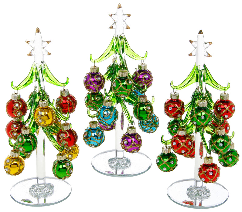 Festive Deco Glass Christmas Tree With Multicolour Baubles Medium