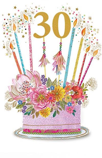 Paper Rose '30' Birthday Card