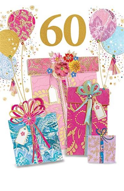 Paper Rose '60' Birthday Card