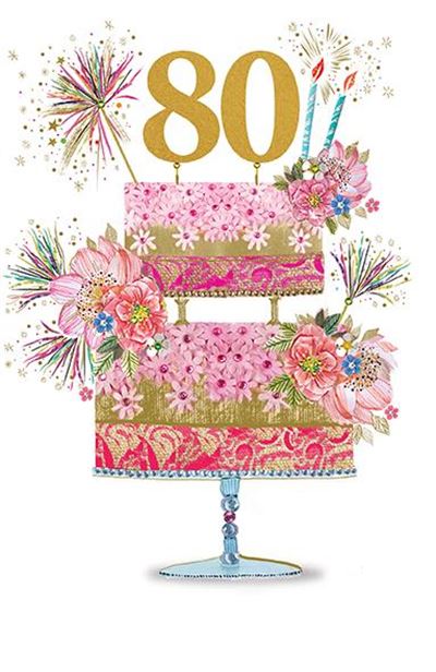 Paper Rose '80' Birthday Card