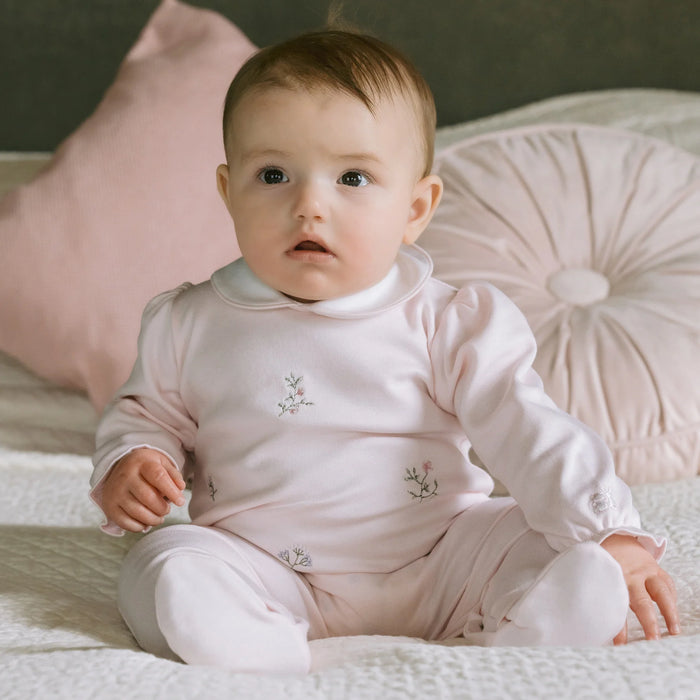 Emile et Rose Karen Baby Girls Pink Floral Embroidery Babygrow