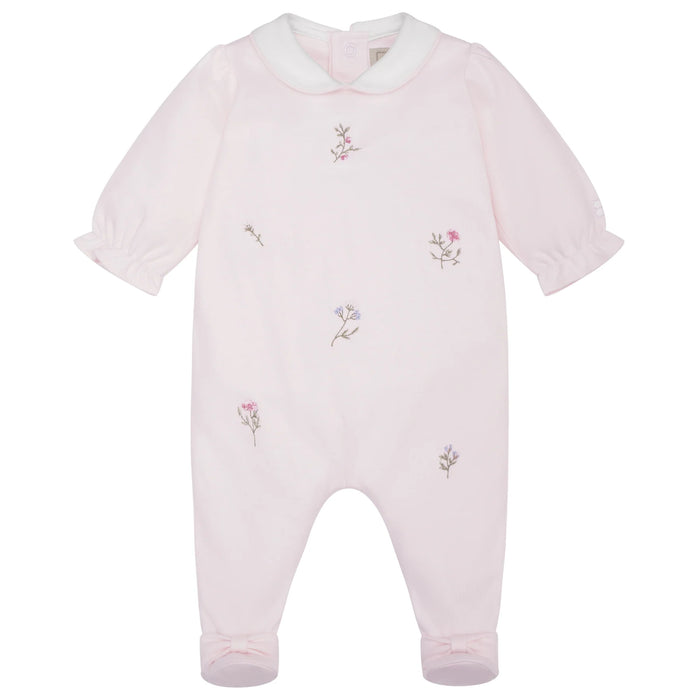 Emile et Rose Karen Baby Girls Pink Floral Embroidery Babygrow