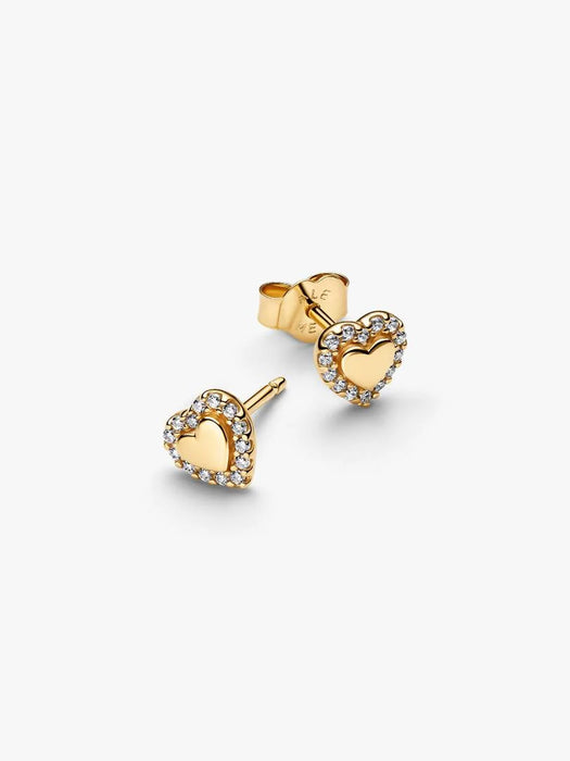 Pandora Heart Halo Stud Earrings 14k Gold Plating