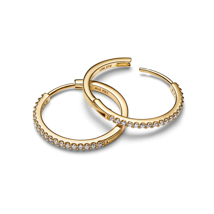 Pandora Sparkling Hoop Earrings 14k Gold Plated