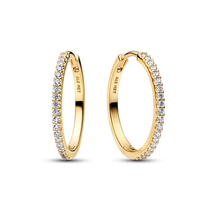 Pandora Sparkling Hoop Earrings 14k Gold Plated