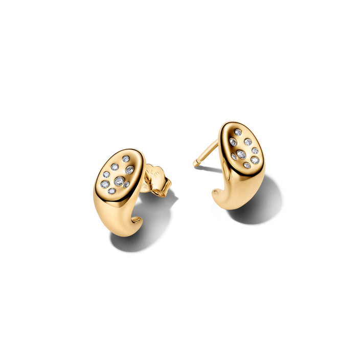 Pandora Organically Shaped Stone-Set Stud Earrings 14k Gold Plating