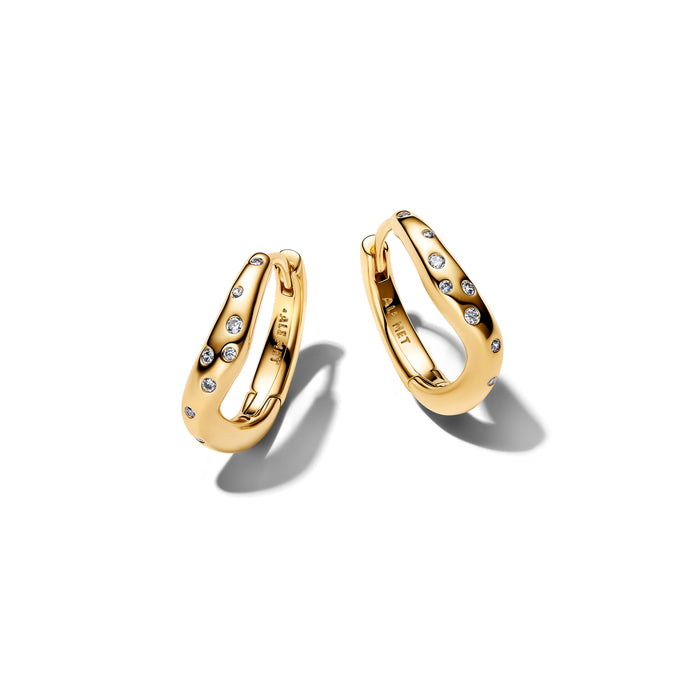 Pandora Organically Shaped Stone-Set Hoop Earrings 14k Gold Plating