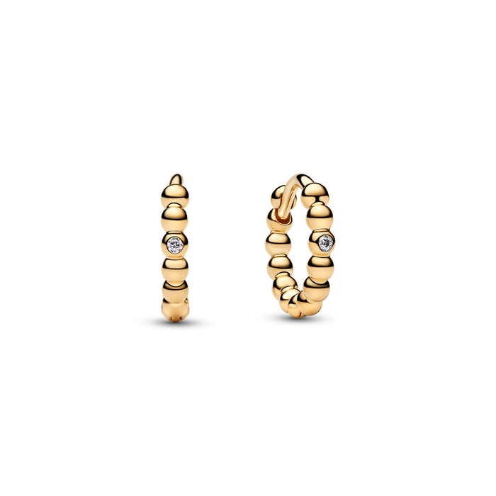 Beaded Huggie Earrings 14k Gold Plating