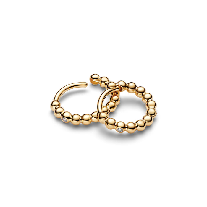 Beaded Huggie Earrings 14k Gold Plating
