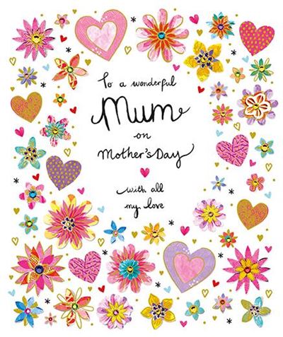 Paper Rose 'Mum Floral Heart Bloom' Mother's Day Card