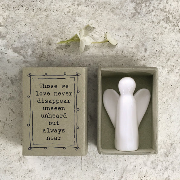 East of India Porcelain Matchbox Angel - Those We Love Don't Go Away