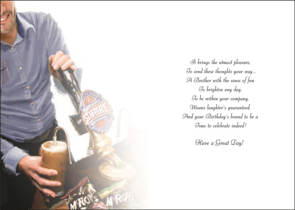 Jonny Javelin 'Brother Pulling Pint' Birthday Card