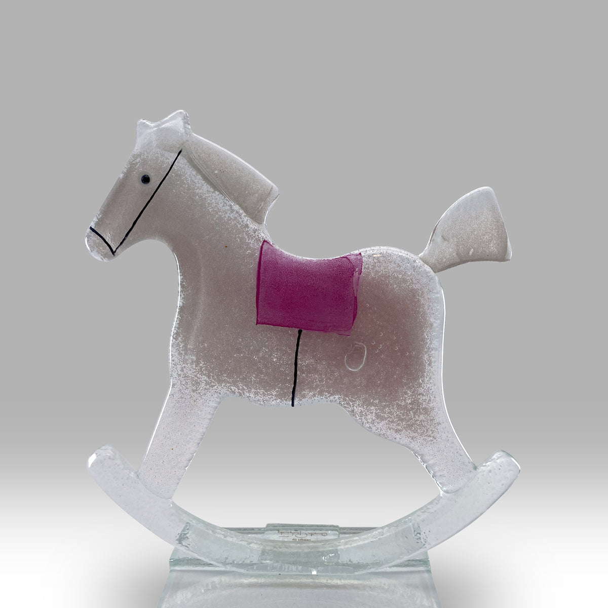 Nobile Glassware Fused Glass Pink Rocking Horse — Maple Gifts