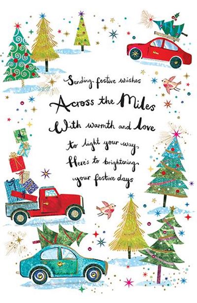Paper Rose 'Sending Festive Wishes Across The Miles' Christmas Card