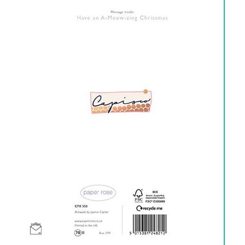 Paper Rose 'Merry Christmas From The Cat' Christmas Card