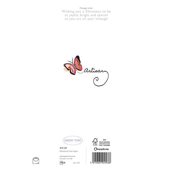 Paper Rose 'Son Festive Border' Christmas Card