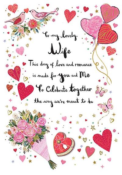 Paper Rose 'To My Lovely Wife' Valentine Card