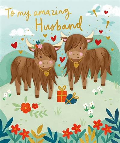 Paper Rose 'Husband Highland Cows' Valentine Card