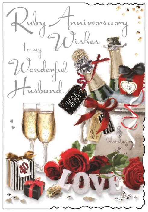 Jonny Javelin 'Ruby Anniversary Wishes To My Wonderful Husband' Anniversary Card