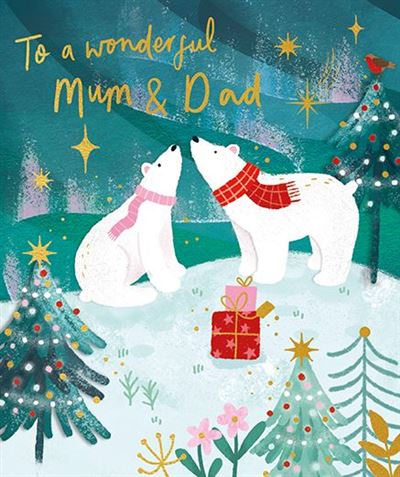 Paper Rose 'To A Wonderful Mum & Dad' Christmas Card